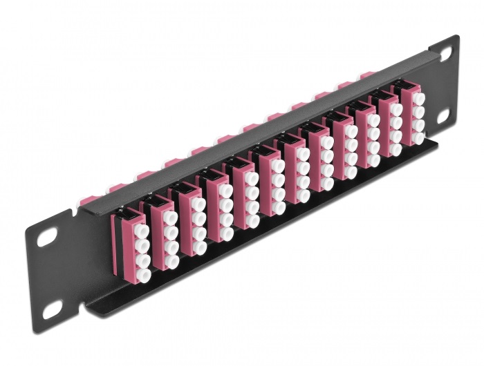 Delock 66780 10" LC Quad 1U 12 portos fekete-ibolya üvegszálas patch panel
