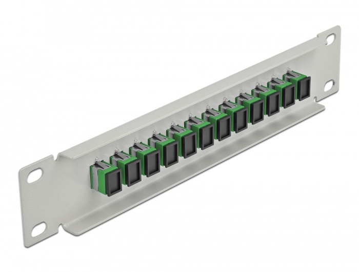 Delock 66782 10" SC Simplex 1U 12 portos szürke-zöld üvegszálas patch panel