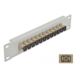 Delock 66783 10" SC Simplex 1U 12 portos szürke-bézs üvegszálas patch panel