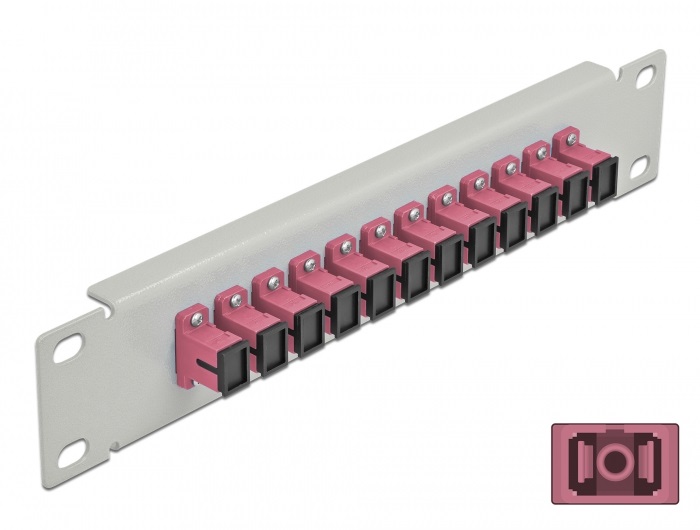 Delock 66785 10" SC Simplex 1U 12 portos szürke-ibolya üvegszálas patch panel
