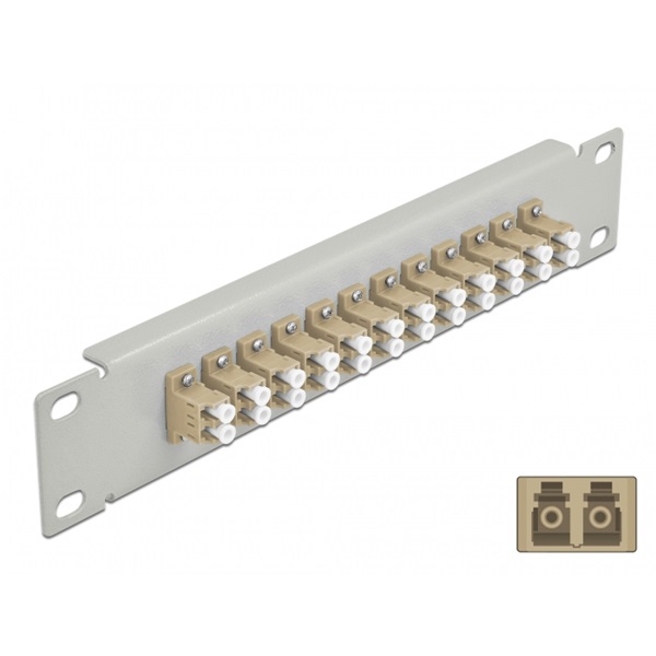 Delock 66788 10" LC Duplex 1U 12 portos szürke-bézs üvegszálas patch panel