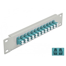 Delock 66789 10" LC Duplex 1U 12 portos szürke-vízkék üvegszálas patch panel