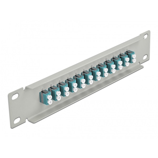 Delock 66789 10" LC Duplex 1U 12 portos szürke-vízkék üvegszálas patch panel