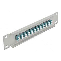 Delock 66789 10" LC Duplex 1U 12 portos szürke-vízkék üvegszálas patch panel