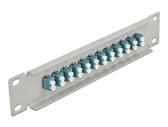 Delock 66789 10" LC Duplex 1U 12 portos szürke-vízkék üvegszálas patch panel