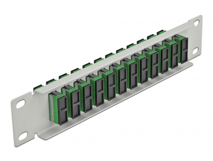 Delock 66792 10" SC Duplex 1U 12 portos szürke-zöld üvegszálas patch panel