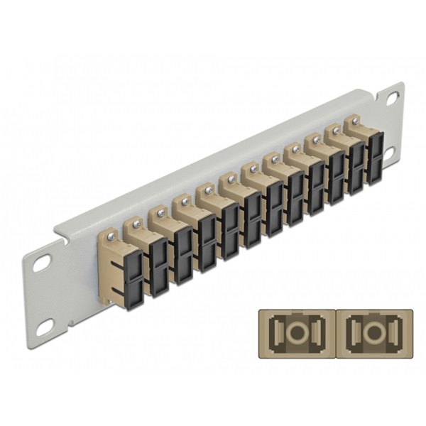 Delock 66793 10" SC Duplex 1U 12 portos szürke-bézs üvegszálas patch panel