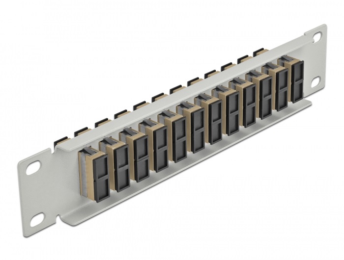 Delock 66793 10" SC Duplex 1U 12 portos szürke-bézs üvegszálas patch panel