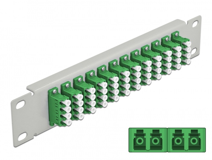 Delock 66797 10" LC Quad 1U 12 portos szürke-zöld üvegszálas patch panel