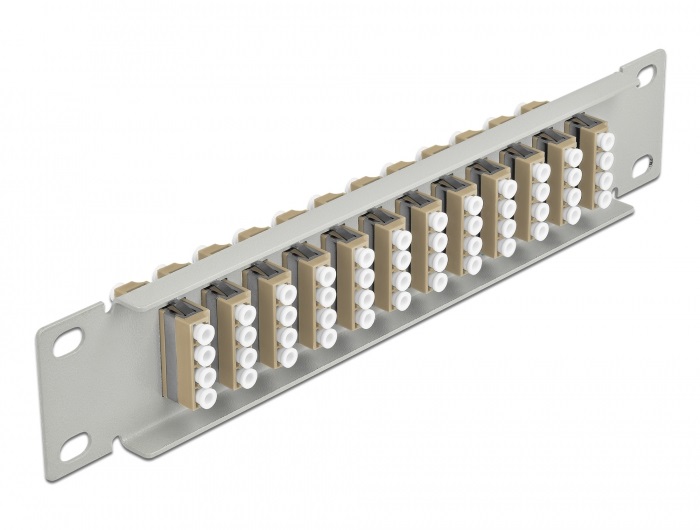 Delock 66798 10" LC Quad 1U 12 portos szürke-bézs üvegszálas patch panel