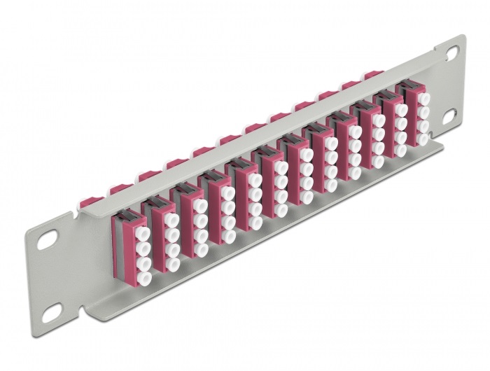 Delock 66800 10" LC Quad 1U 12 portos szürke-ibolya üvegszálas patch panel