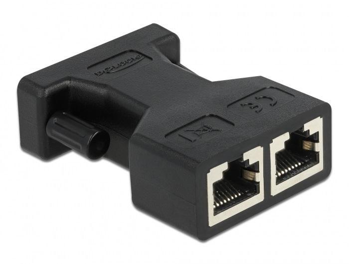 Delock 66806 D-Sub 15 tűs anya - 2xRJ45 anya adapter