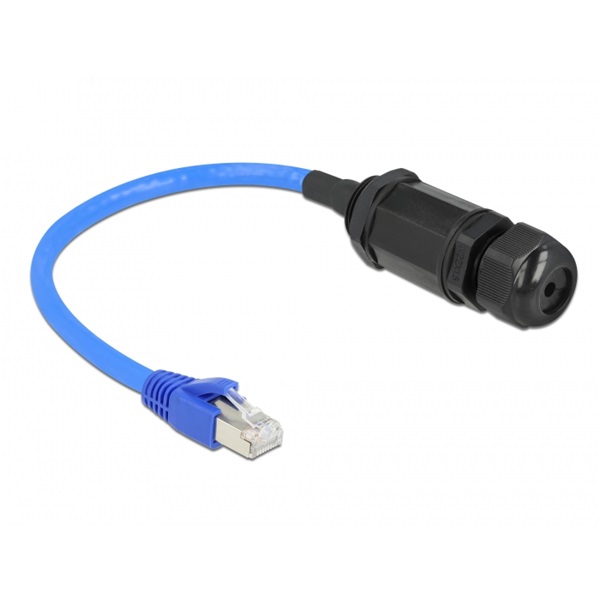 Delock 66808 25cm Cat6 vízhatlan RJ45 apa - anya tömszelencés kábel
