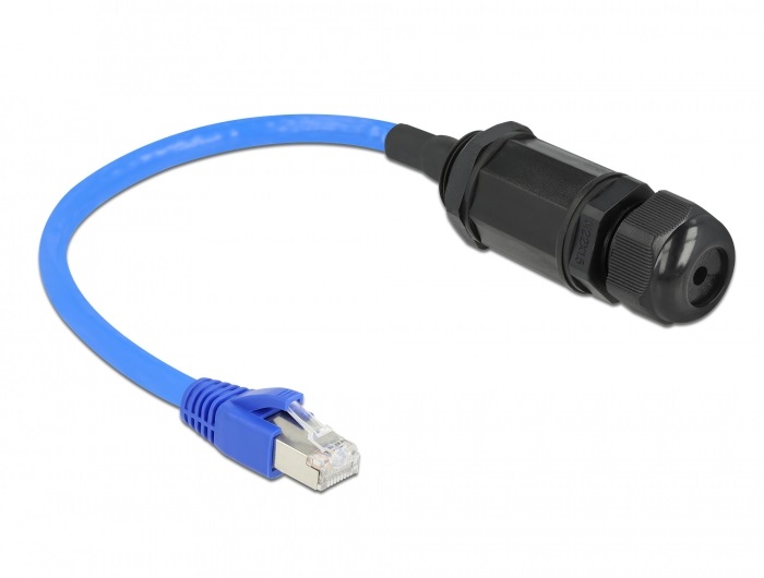 Delock 66808 25cm Cat6 vízhatlan RJ45 apa - anya tömszelencés kábel