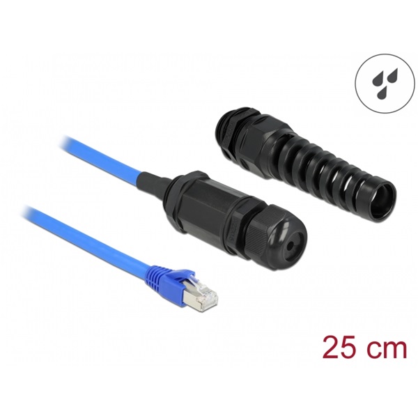 Delock 66809 Cat6 vízhatlan RJ45 apa - anya elhajlás védelemmel ellátott tömszelencés kábel