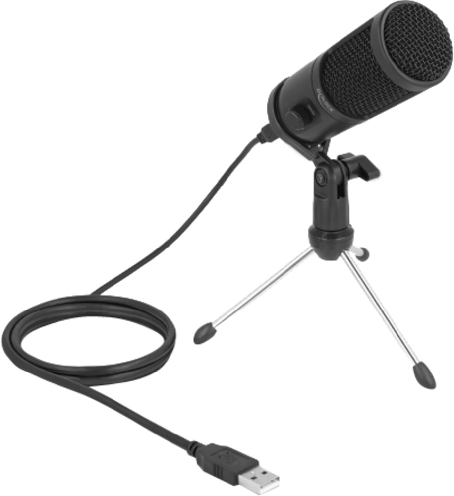 Delock 66832 USB-s kondenzátor mikrofon állvánnyal személyi számítógéphez és laptophoz, 24 Bit / 192 kHz