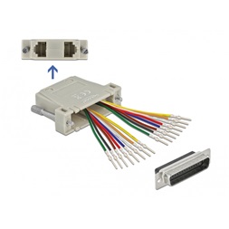 Delock 66835 D-Sub HD 44 tűs krimp apa - 2xRJ45 anya szerelhető csatlakozó