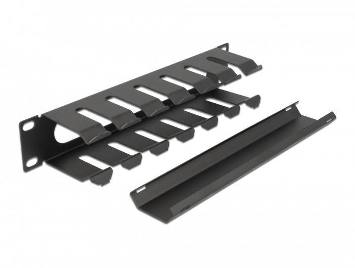 Delock 66843 10" 1U fekete nyitott fekete kábelkezelő menetpanel