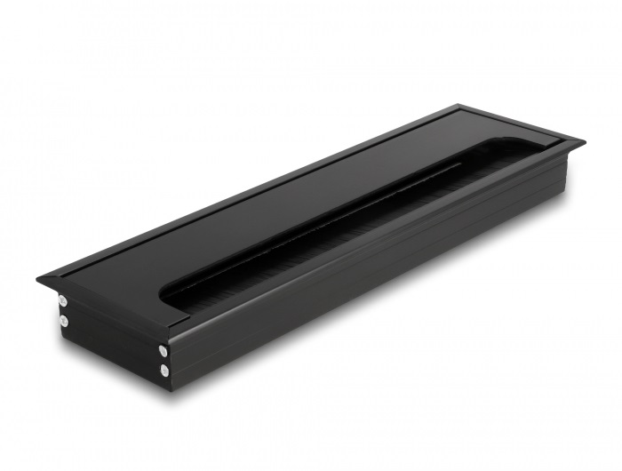 Delock 66857 280x80x28mm asztalba szerelhető kefés fekete kábelrendező