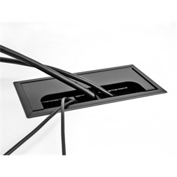 Delock 66857 280x80x28mm asztalba szerelhető kefés fekete kábelrendező