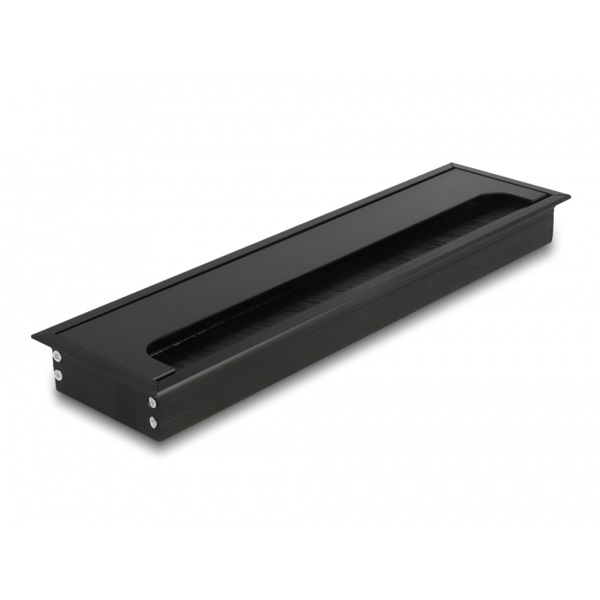 Delock 66858 300x80x28mm asztalba szerelhető kefés fekete kábelrendező