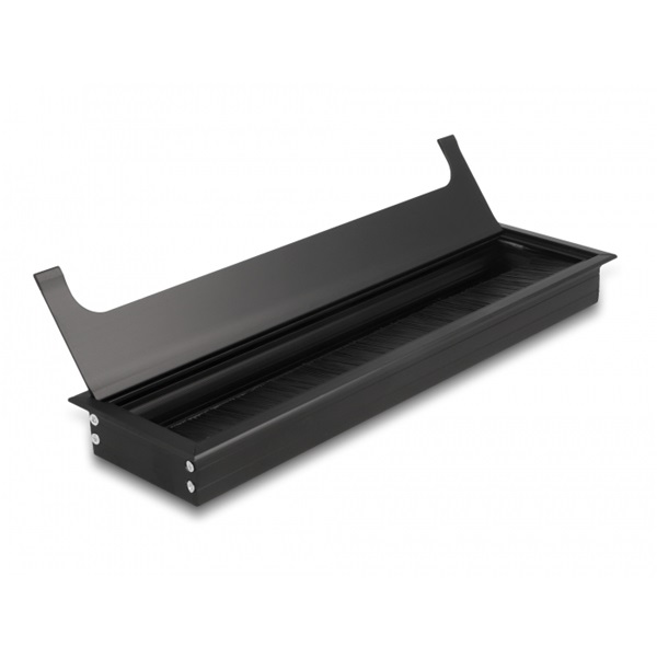 Delock 66858 300x80x28mm asztalba szerelhető kefés fekete kábelrendező