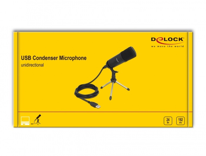Delock 66882 24bit/192kHz USB kondenzátor streaming/podcasting mikrofon