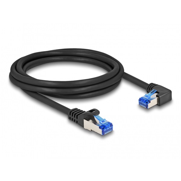Delock 80223 2m RJ45 Cat.6A S/FTP egyenes/jobbra hajló fekete hálózati kábel