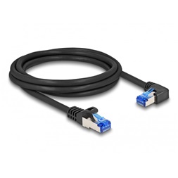 Delock 80223 2m RJ45 Cat.6A S/FTP egyenes/jobbra hajló fekete hálózati kábel