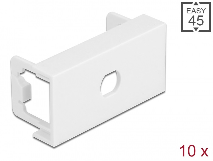 Delock 81365 Easy 45 45x22,5mm M8 csavarodásgátlós 10db-os kerek kivágású fehér modullemez