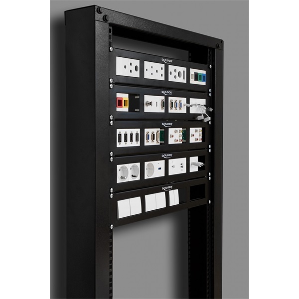 Delock 81378 Easy 45 19" 2U 4 darab 90,5x45,2mm kivágású fekete patch panel