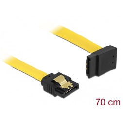 Delock 82812 70cm SATA 6Gb/s apa egyenes - apa 90°-ban felfelé hajlított sárga kábel