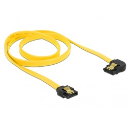 Delock 82826 70cm SATA 6Gb/s apa egyenes - apa 90°-ban balra hajlított sárga kábel