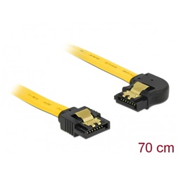 Delock 82826 70cm SATA 6Gb/s apa egyenes - apa 90°-ban balra hajlított sárga kábel