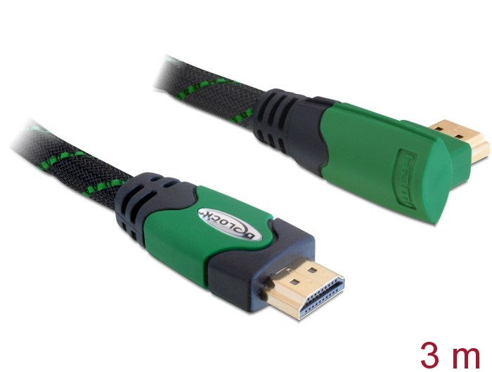 Delock 82953 3m High Speed HDMI A Ethernettel - HDMI A derékszögű 4K kábel