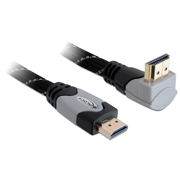 Delock 82994 High Speed HDMI-kábel típusú Ethernet   HDMI A dugós > HDMI A dugós derékszögű 4K 2 m