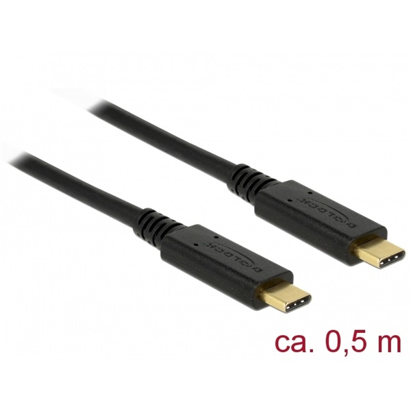 Delock 83042 0,5m USB 3.1 Gen 2 (10 Gbps) Type-C - Type-C kábel