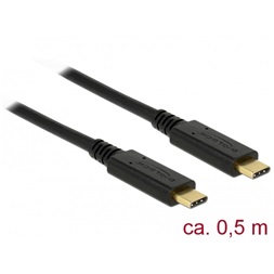 Delock 83042 0,5m USB 3.1 Gen 2 (10 Gbps) Type-C - Type-C kábel
