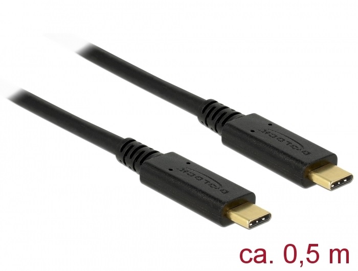 Delock 83042 0,5m USB 3.1 Gen 2 (10 Gbps) Type-C - Type-C kábel