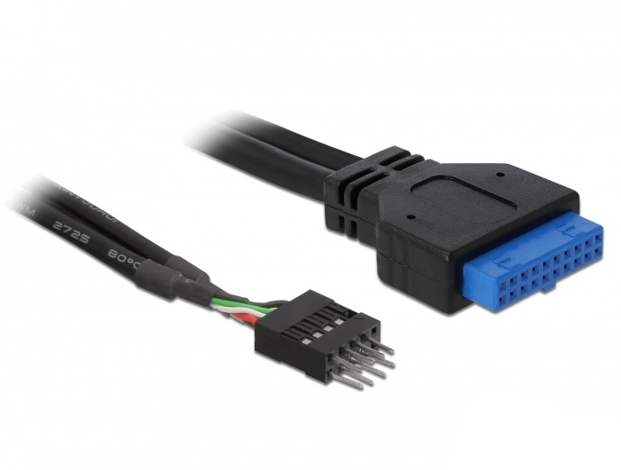 Delock 83095 USB 3.0 19 tűs header anya > USB 2.0 8 tűs header apa kábel