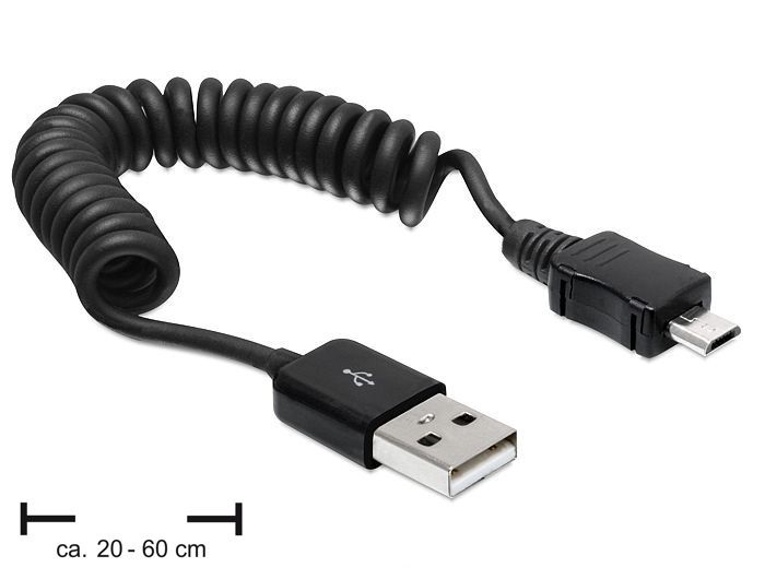 Delock 83162 USB 2.0-A apa > Micro USB-B apa spirál kábel