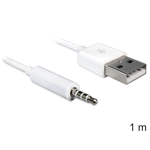 Delock 83182 USB-A apa > sztereó jack 3.5 mm apa 4 pin iPod Shuffle 1 m kábel