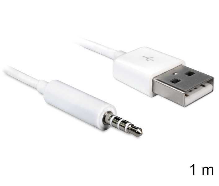 Delock 83182 USB-A apa > sztereó jack 3.5 mm apa 4 pin iPod Shuffle 1 m kábel