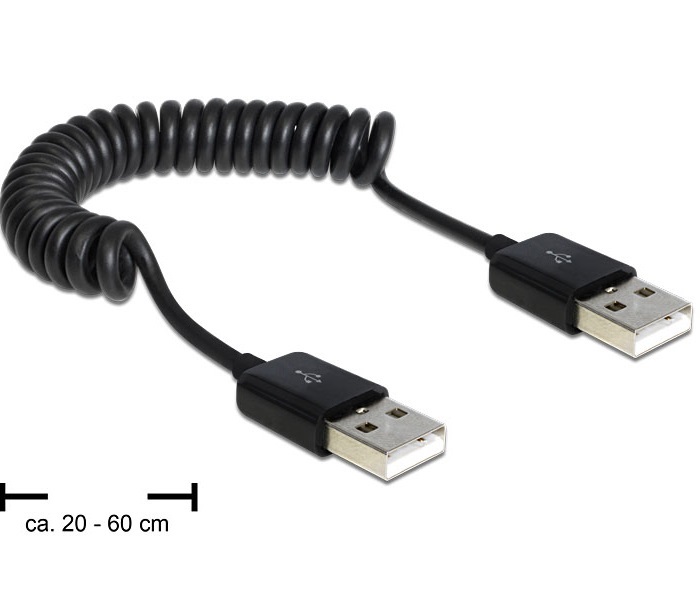 Delock 83239 USB 2.0-A apa / apa tekercselt kábel