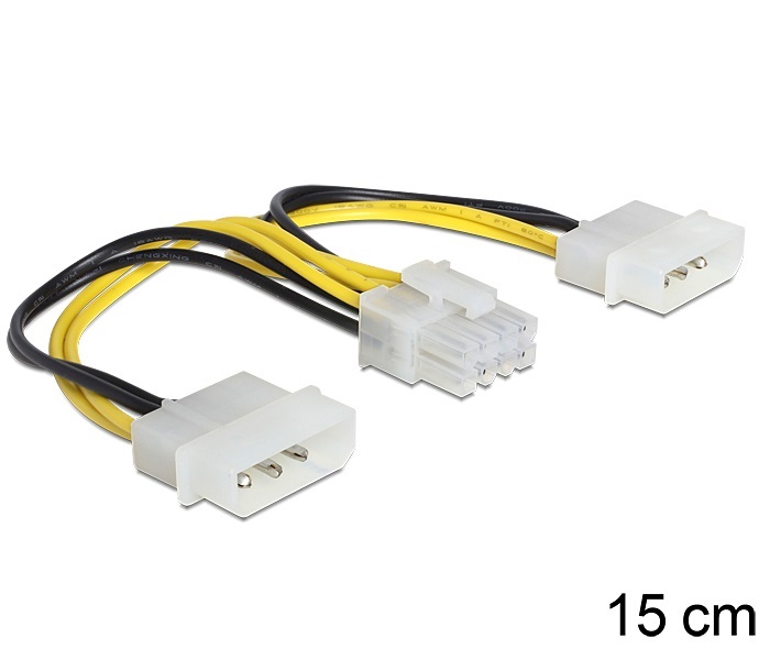 Delock 83410 8 pines EPS > 2 x 4 pines Molex tápkábel