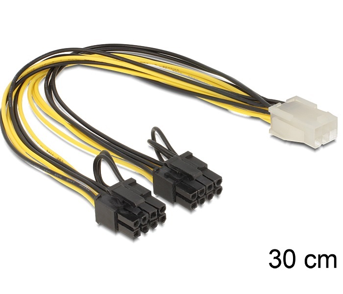 Delock 83433 PCI Expressz táp 6 pin anya > 2 x 8 pin apa tápkábel