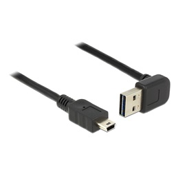 Delock 83543 Kábel EASY-USB 2.0-s A típusú csatlakozódugó, ívelt felfelé / lefelé > USB 2.0-s Mini-B-típus