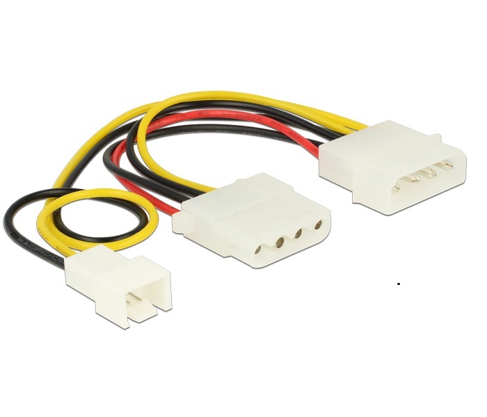 Delock 83658 4 tűs apa> 1 x 4 tűs anya+ 1 x 3 tűs apa (fan) 14 cm tápkábel