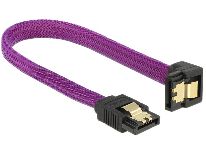 Delock 83694 Premium SATA 6 Gb/s 20cm egyenes/90°-os lila fém kábel
