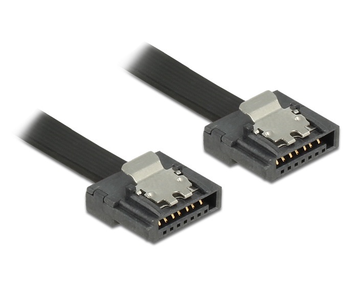 Delock 83840 SATA Flexi 6 Gb/s (fémlappal) 30 cm fekete metál összekötő kábel